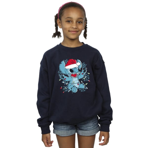 Disney Girls Lilo And Stitch Christmas Lights Sketch Sweatshirt