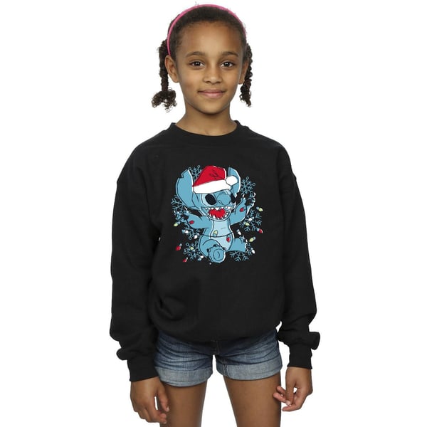 Disney Girls Lilo And Stitch Christmas Lights Sketch Sweatshirt