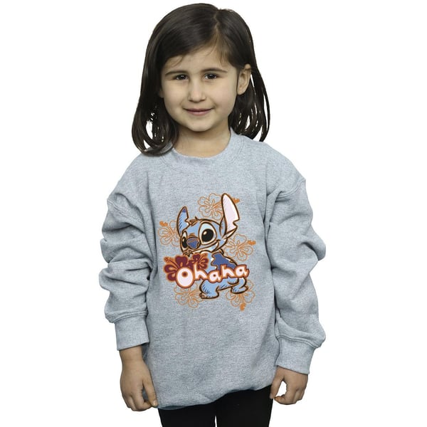 Disney Girls Lilo And Stitch Ohana Orange Hibiscus Sweatshirt
