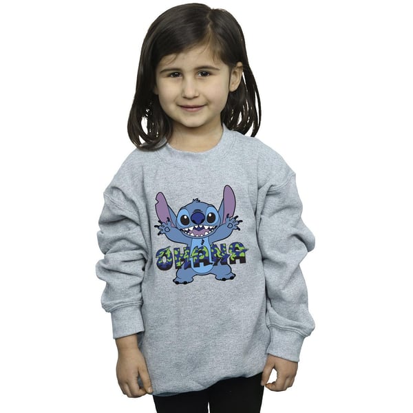 Disney Girls Lilo And Stitch Ohana Blue Glitch Sweatshirt