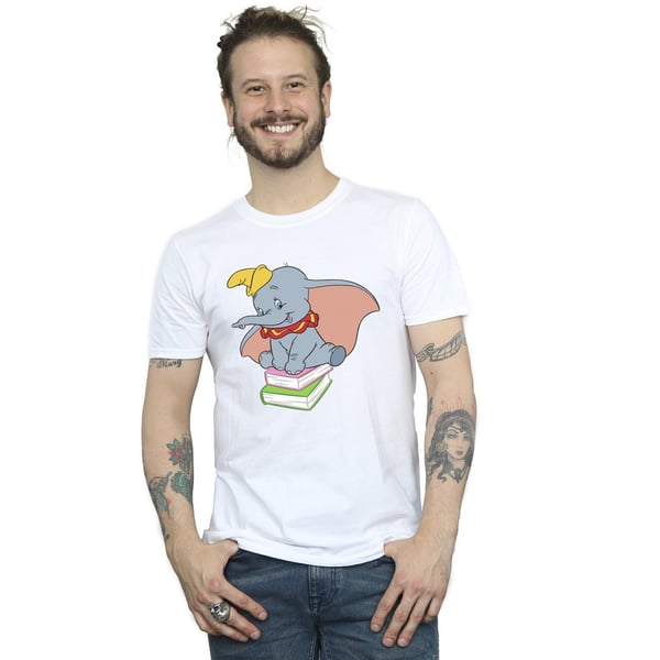 Disney Mens Dumbo Sitting On Books T-Shirt