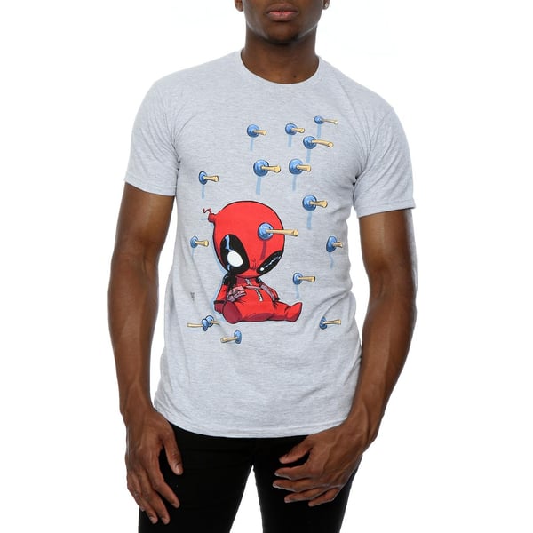 Marvel Mens Deadpool Cartoon Knockout T-Shirt