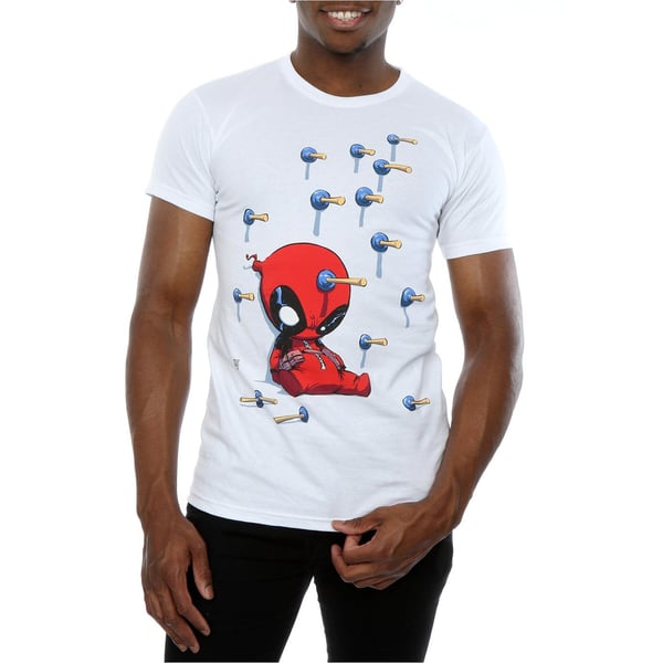 Marvel Mens Deadpool Cartoon Knockout T-Shirt