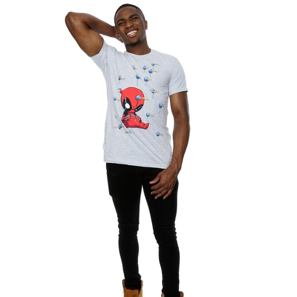 Marvel Mens Deadpool Cartoon Knockout T-Shirt