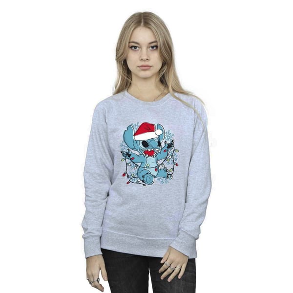 Disney Womens/Ladies Lilo And Stitch Christmas Lights Sketch Sweatshirt
