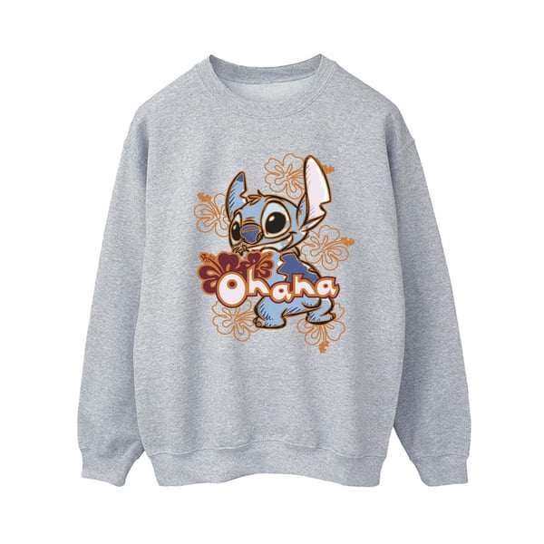 Disney Womens/Ladies Lilo And Stitch Ohana Orange Hibiscus Sweatshirt