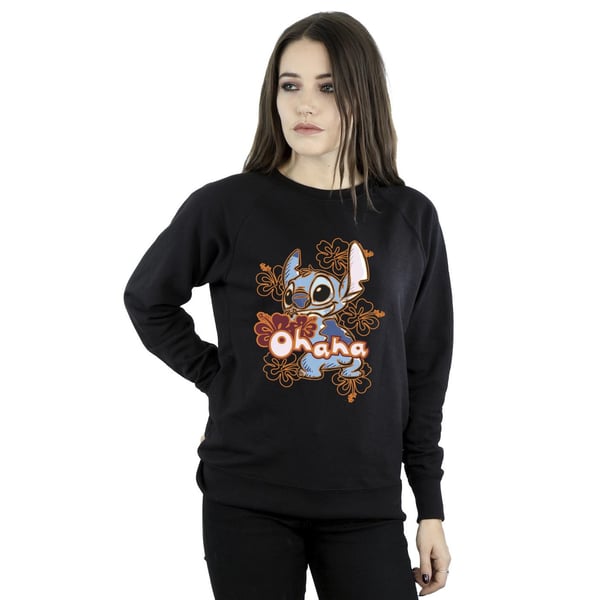 Disney Womens/Ladies Lilo And Stitch Ohana Orange Hibiscus Sweatshirt