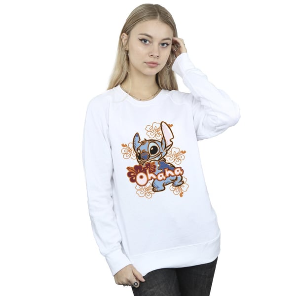 Disney Womens/Ladies Lilo And Stitch Ohana Orange Hibiscus Sweatshirt