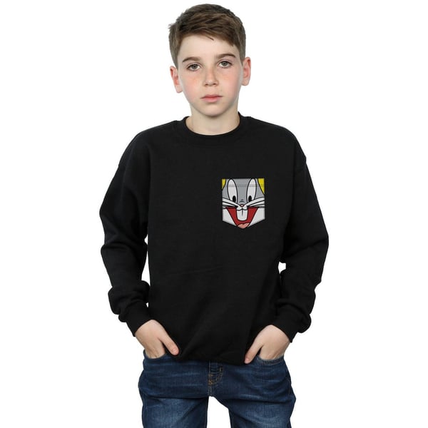 Looney Tunes Boys Bugs Bunny Face Faux Pocket Sweatshirt