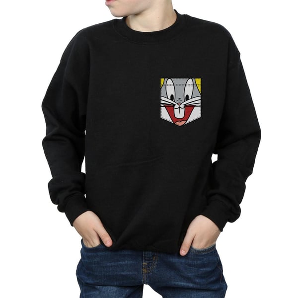 Looney Tunes Boys Bugs Bunny Face Faux Pocket Sweatshirt