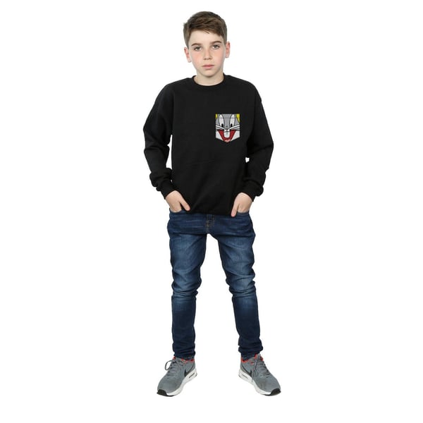 Looney Tunes Boys Bugs Bunny Face Faux Pocket Sweatshirt