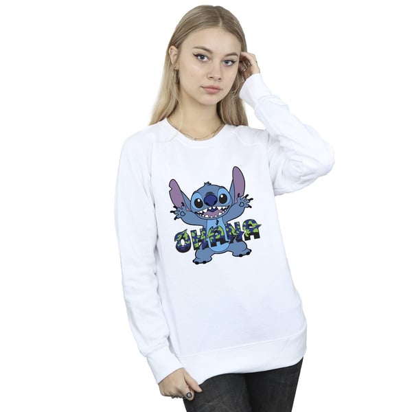 Disney Womens/Ladies Lilo And Stitch Ohana Blue Glitch Sweatshirt