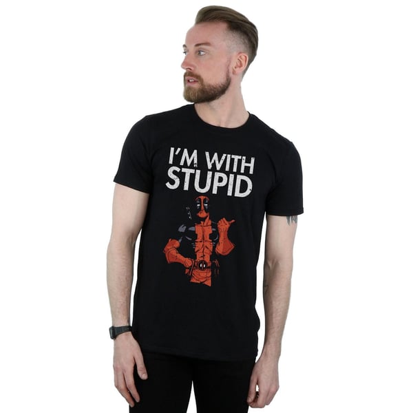 Marvel Miesten Deadpool I'm With Stupid T-paita