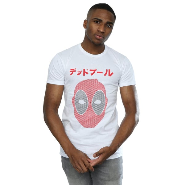Marvel Mens Deadpool Japanese Seigaiha Head T-Shirt