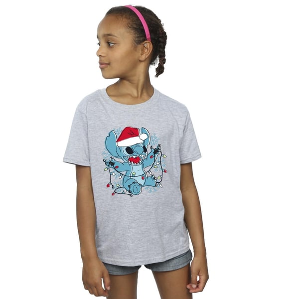 Disney Girls Lilo And Stitch Christmas Lights Sketch Cotton T-Shirt