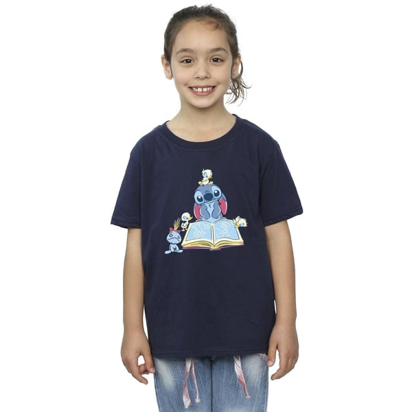 Disney Girls Lilo & Stitch Reading A Book Cotton T-Shirt