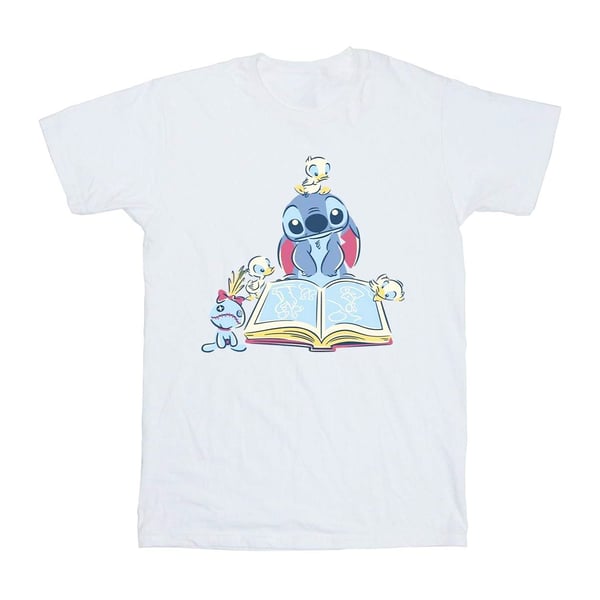 Disney Girls Lilo & Stitch Reading A Book Cotton T-Shirt