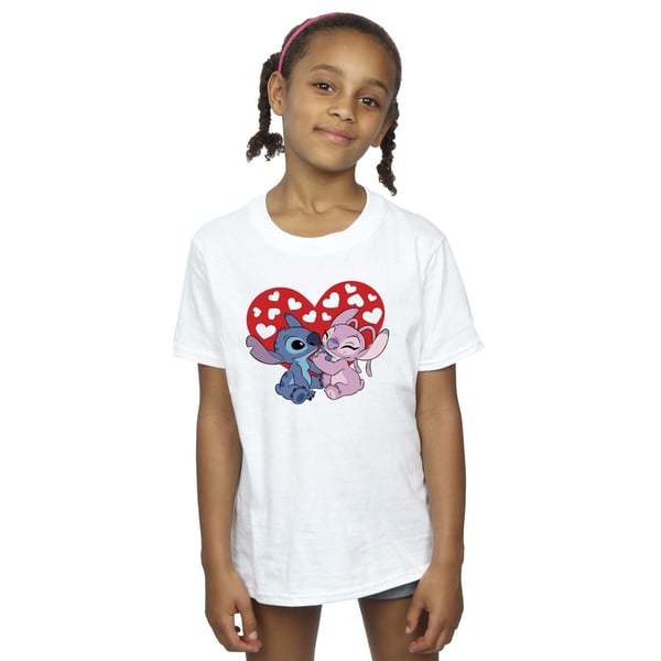 Disney Girls Lilo & Stitch Hearts Cotton T-Shirt