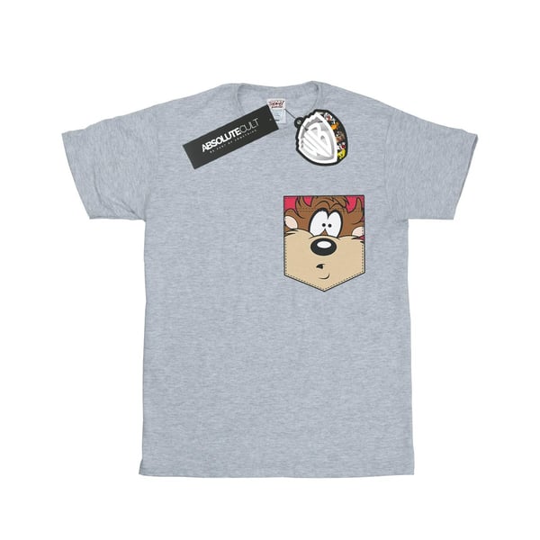 Looney Tunes Boys Tasmanian Devil Face Faux Pocket T-Shirt