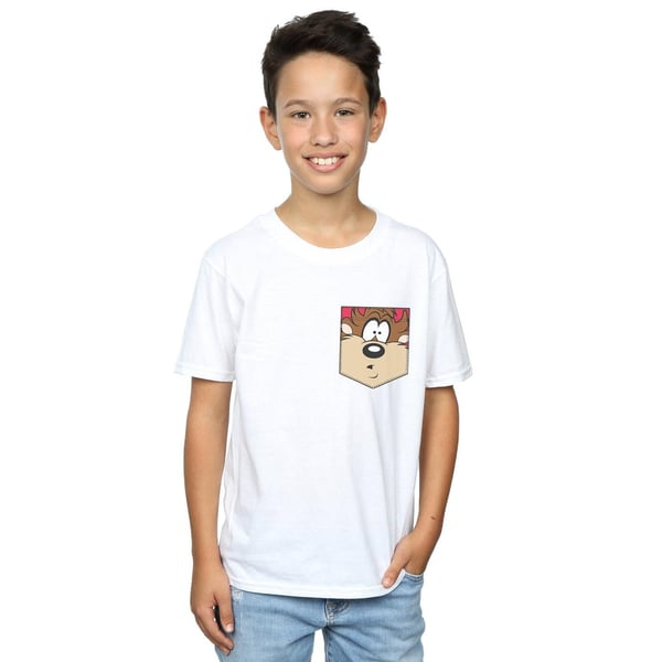 Looney Tunes Boys Tasmanian Devil Face Faux Pocket T-Shirt