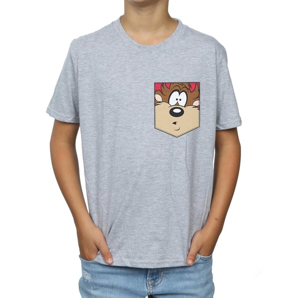 Looney Tunes Boys Tasmanian Devil Face Faux Pocket T-Shirt