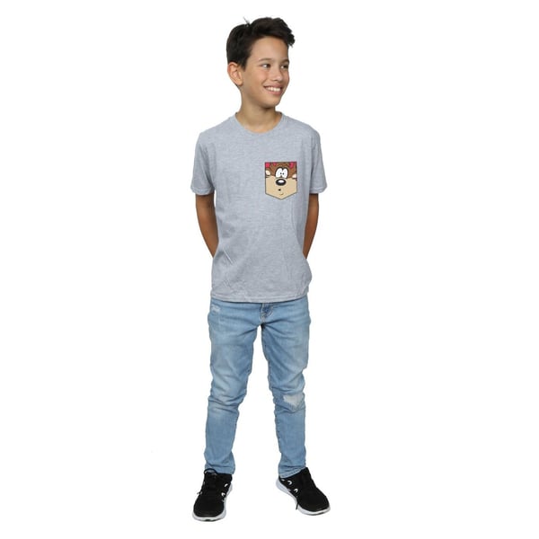 Looney Tunes Boys Tasmanian Devil Face Faux Pocket T-Shirt