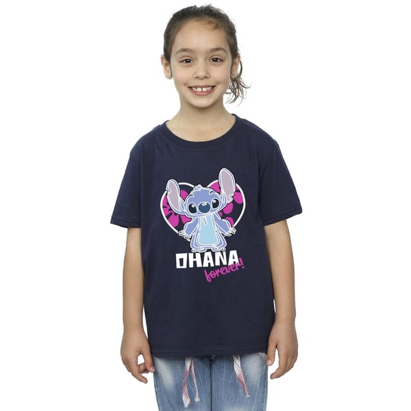 Disney Girls Lilo And Stitch Ohana Forever Heart Cotton T-Shirt