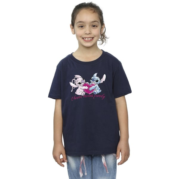 Disney Girls Lilo And Stitch Ohana Heart With Angel Cotton T-Shirt