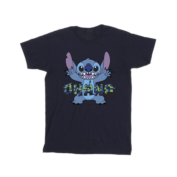 Disney Tyttöjen Lilo Ja Stitch Ohana Sininen Glitch Puuvillainen T-paita