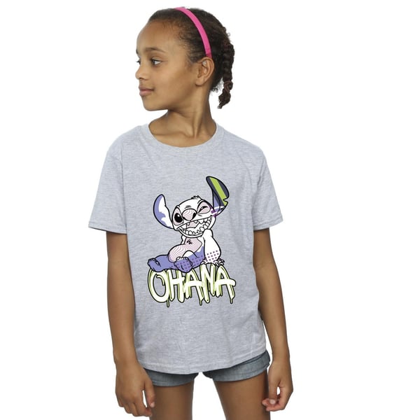 Disney Girls Lilo And Stitch Ohana Graffiti Cotton T-Shirt