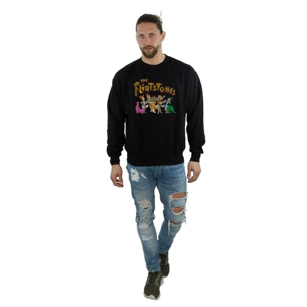 The Flintstones Mens Group Distressed Sweatshirt