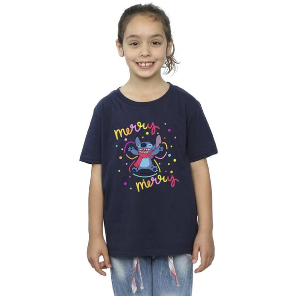 Disney Girls Lilo & Stitch Merry Rainbow Cotton T-Shirt