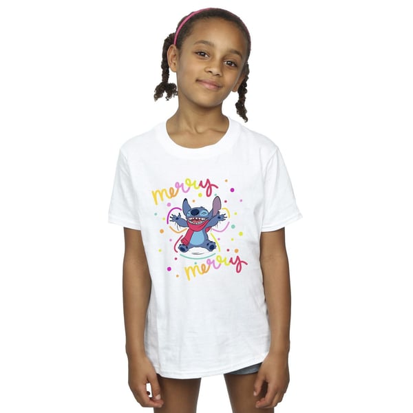 Disney Girls Lilo & Stitch Merry Rainbow Cotton T-Shirt