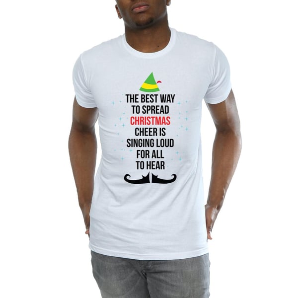 Elf Mens Christmas Cheer Text T-Shirt