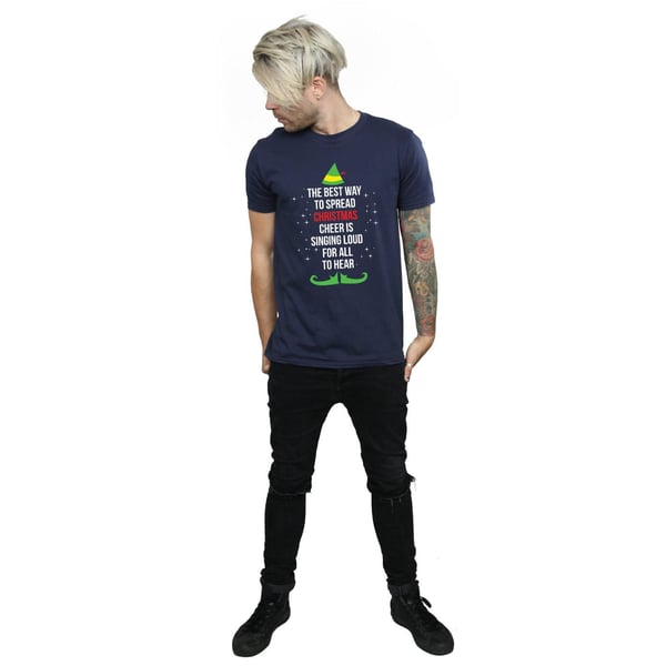 Elf Mens Christmas Cheer Text T-Shirt