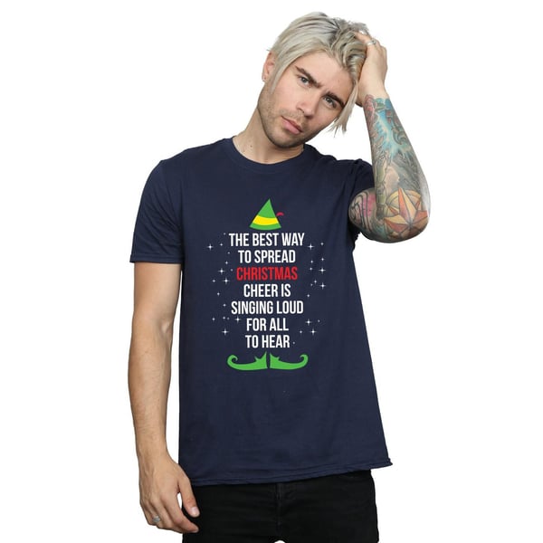 Elf Mens Christmas Cheer Text T-Shirt