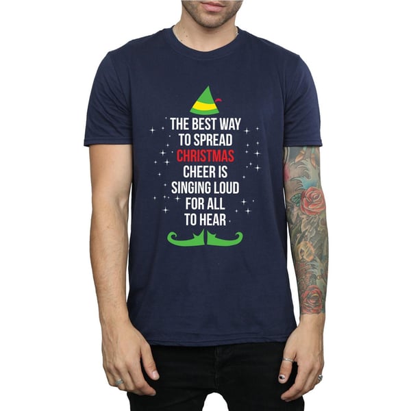 Elf Mens Christmas Cheer Text T-Shirt