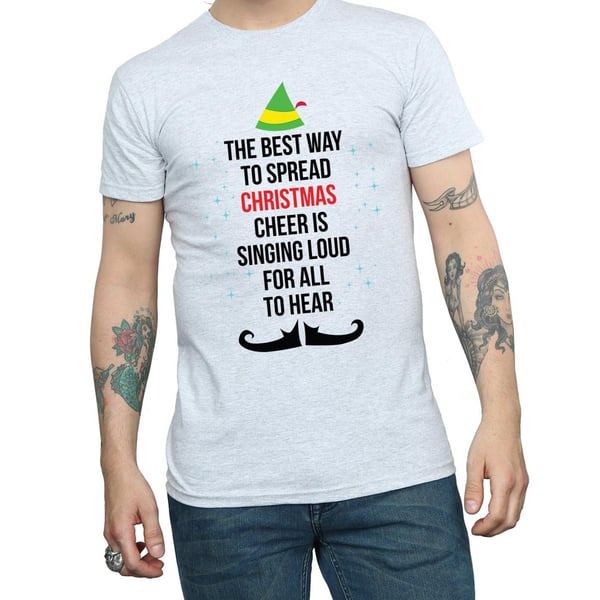 Elf Mens Christmas Cheer Text T-Shirt