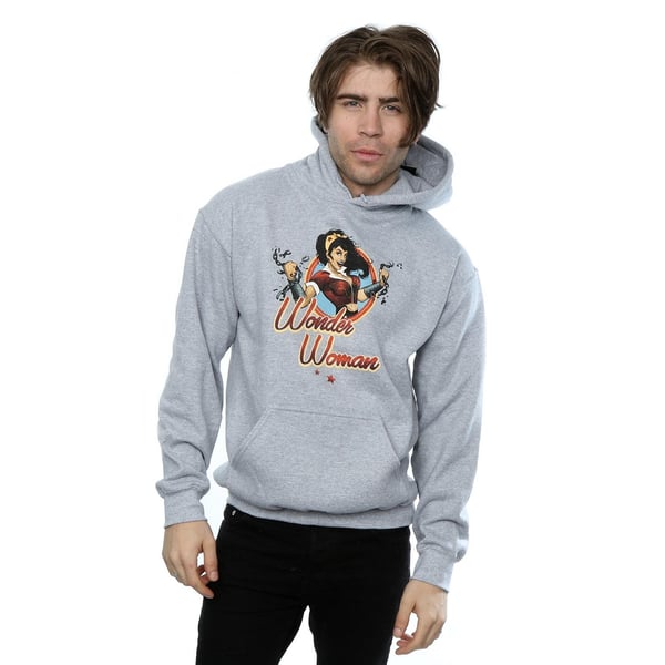 DC Comics Mens DC Bombshells Wonder Woman Badge Hoodie