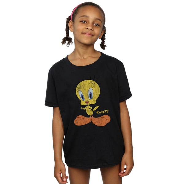 Looney Tunes Girls Tweety Pie Distressed Cotton T-Shirt