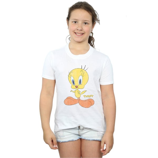 Looney Tunes Girls Tweety Pie Distressed Cotton T-Shirt