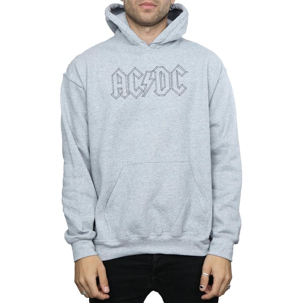 AC/DC Mens Black Outline Logo Hoodie