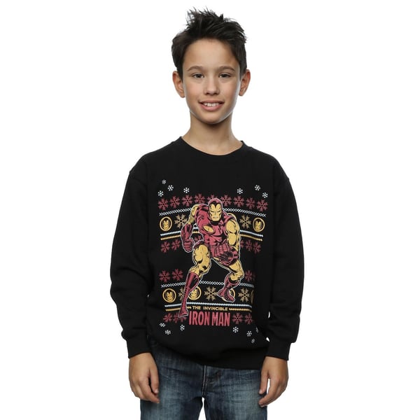 Marvel Boys Iron Man Fair Isle Christmas Sweatshirt