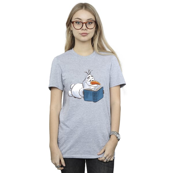 Disney Womens/Ladies Frozen Olaf Reading Cotton Boyfriend T-Shirt
