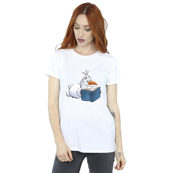 Disney Womens/Ladies Frozen Olaf Reading Cotton Boyfriend T-Shirt