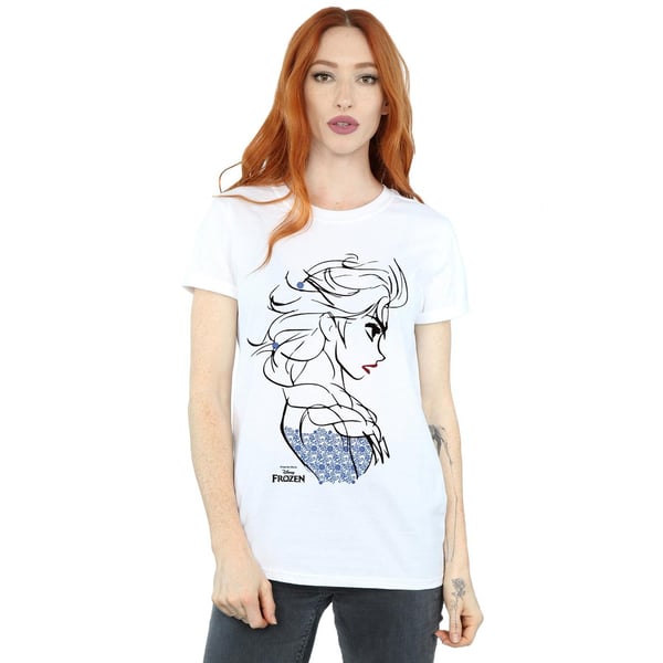 Disney Womens/Ladies Frozen Elsa Sketch Cotton Boyfriend T-Shirt
