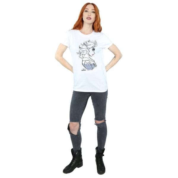 Disney Womens/Ladies Frozen Elsa Sketch Cotton Boyfriend T-Shirt