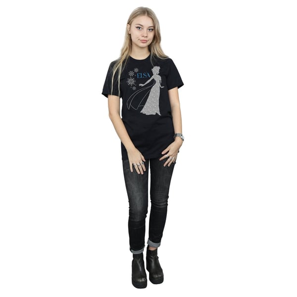 Disney Womens/Ladies Frozen Elsa Christmas Silhouette Cotton Boyfriend T-Shirt