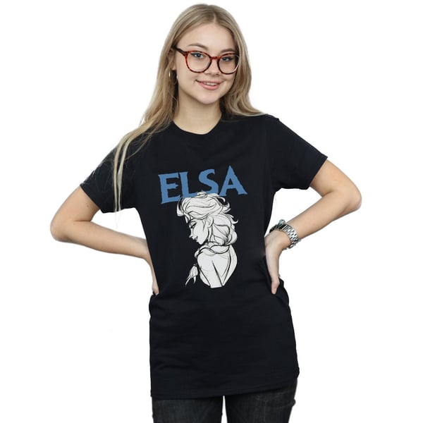 Disney Womens/Ladies Frozen Elsa Profile Sketch Cotton Boyfriend T-Shirt