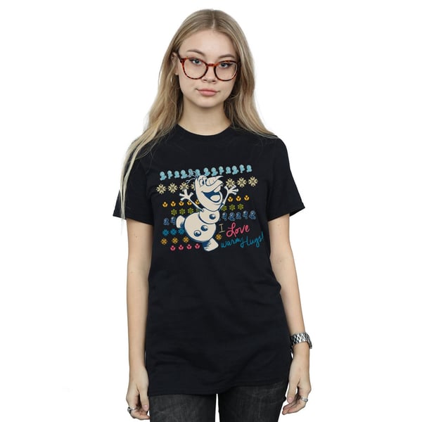 Disney Womens/Ladies Frozen I Love Warm Hugs Cotton Boyfriend T-Shirt